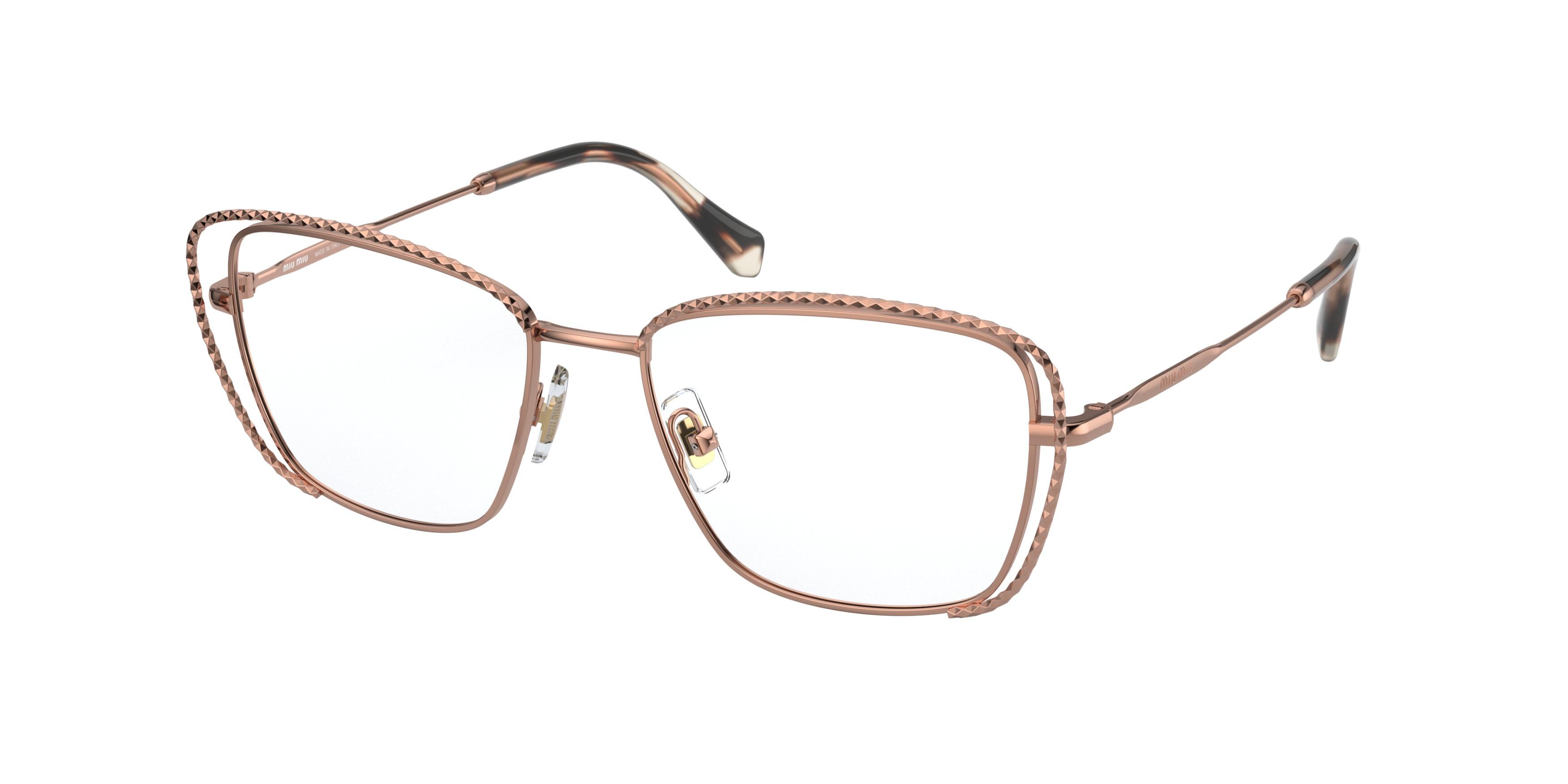 Miu Miu MU 50TV square eyeglasses in Pink Gold