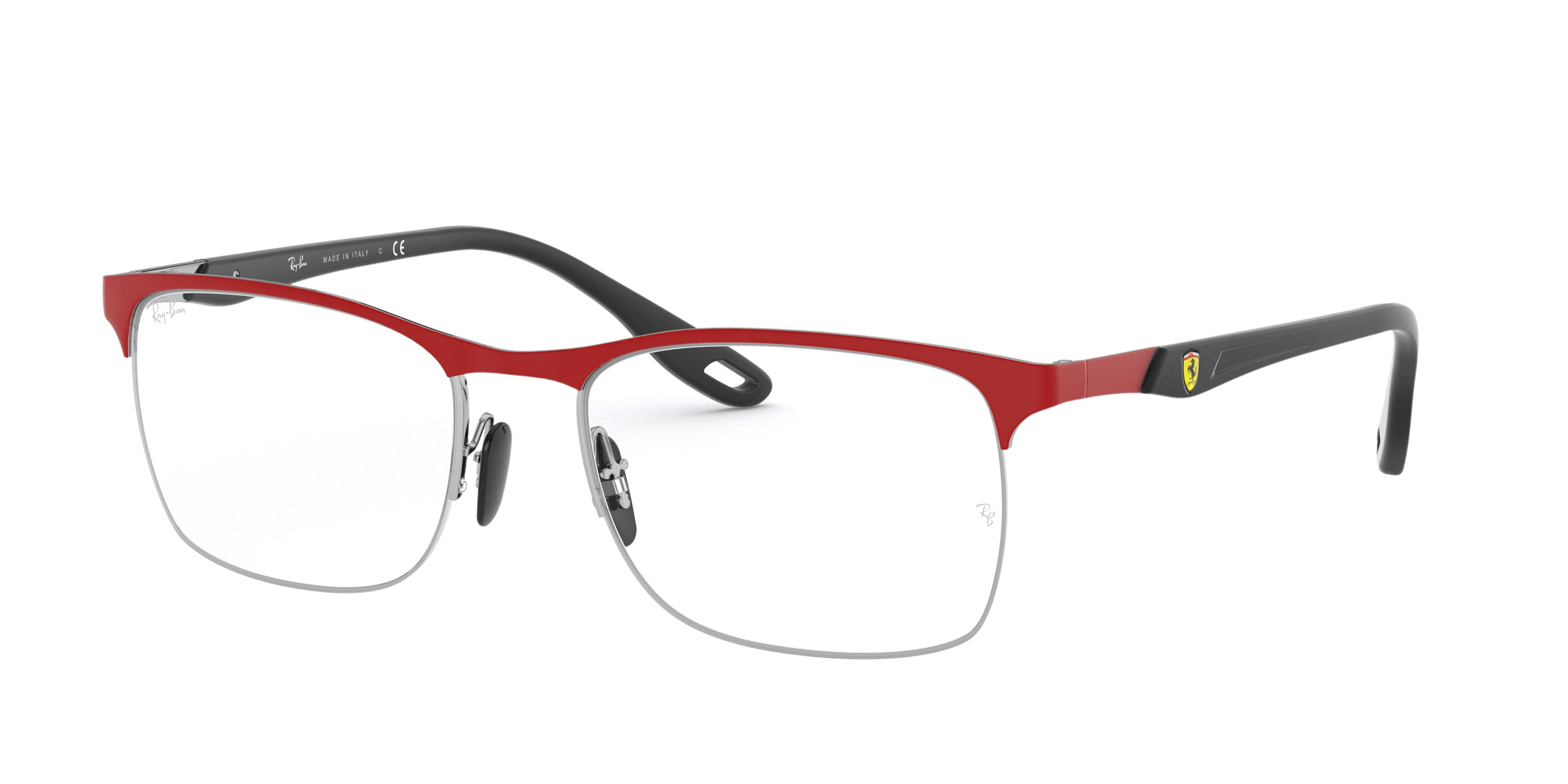 Ray-Ban RX8416M square eyeglasses in Top Matte Red Ferrari on Silve