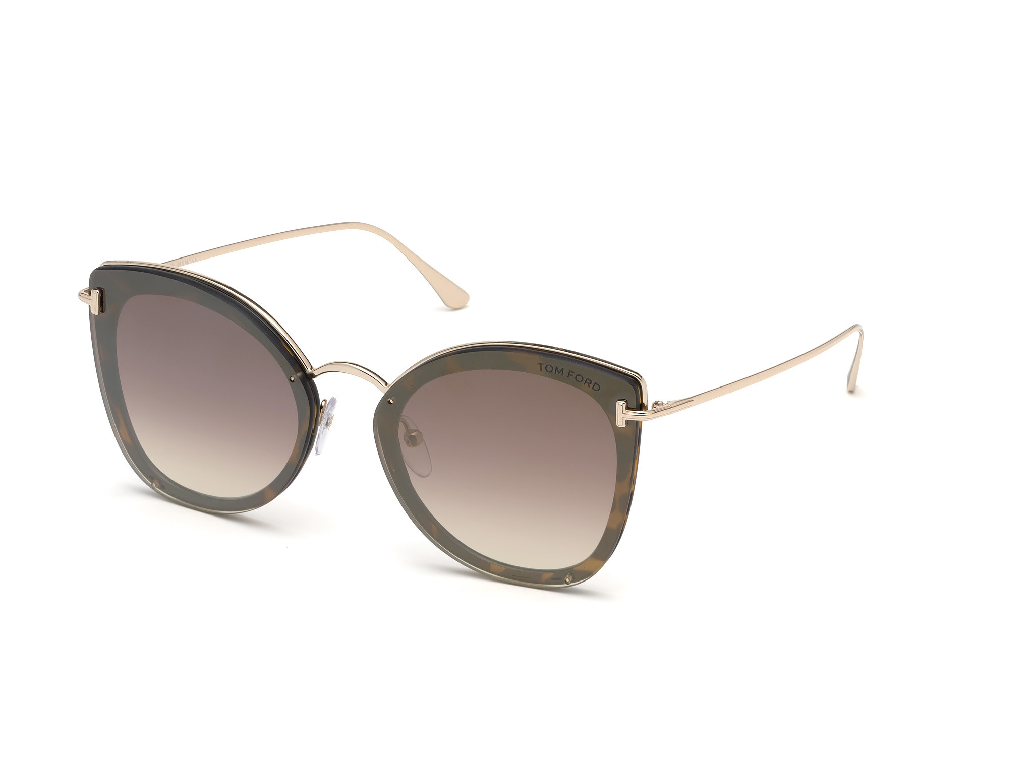 Tom Ford FT0657 Charlotte cateye sunglasses in Shiny Dark Havana, Shiny Rose Gold