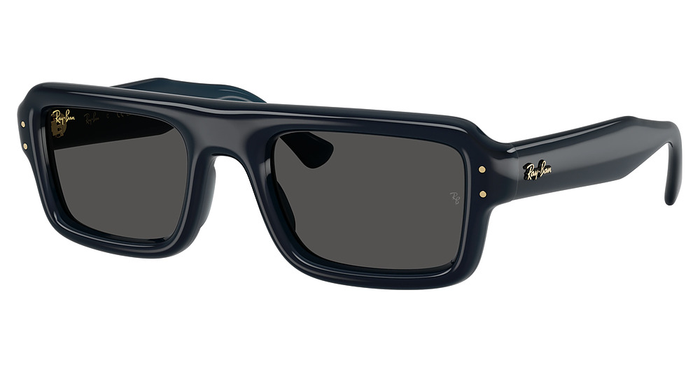 Ray-Ban RB4954 rectangle sunglasses in Transparent Dark Blue/Ultra Black