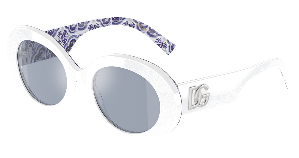 WHITE ON BLUE MAIOLICA / LIGHT BLUE MIRROR SILVER