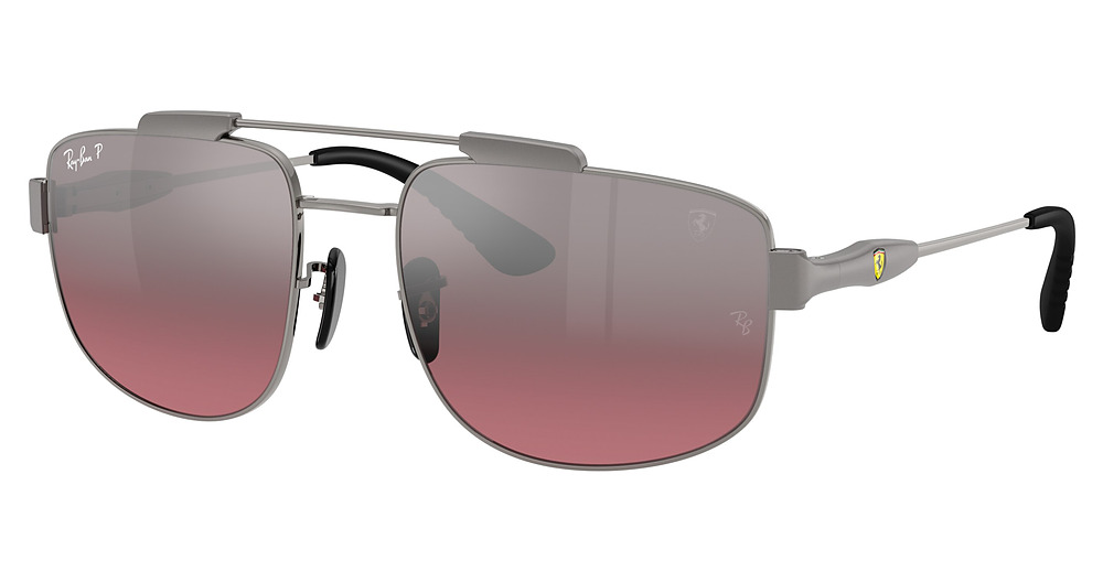 Ray-Ban RB3789M aviator sunglasses in Gunmetal/Polarized Wine Grad Silver