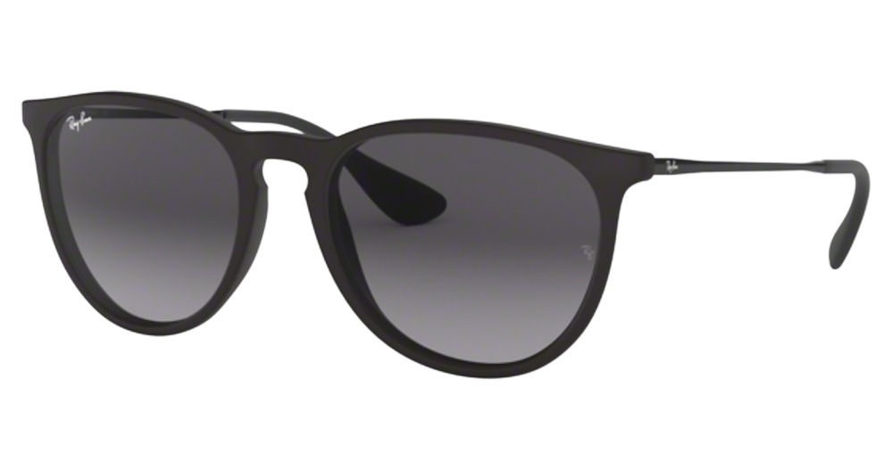 Ray-Ban RB4171F ERIKA round sunglasses in Rubber Black/Light Grey Gradient Dark Grey