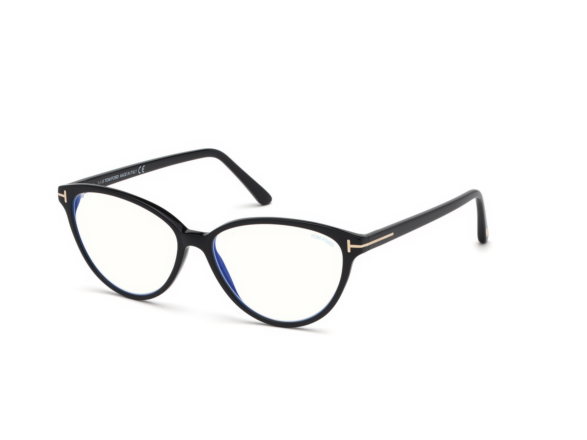 Shiny Black, Shiny Rose Gold  "t" Logo / Blue Block Lenses