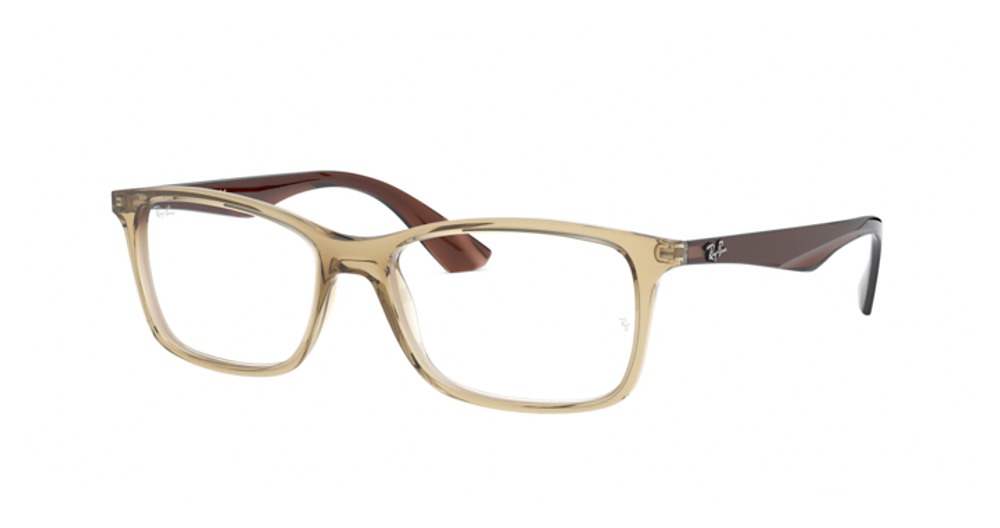 Ray-Ban RX7047 round eyeglasses in Transparent Beige
