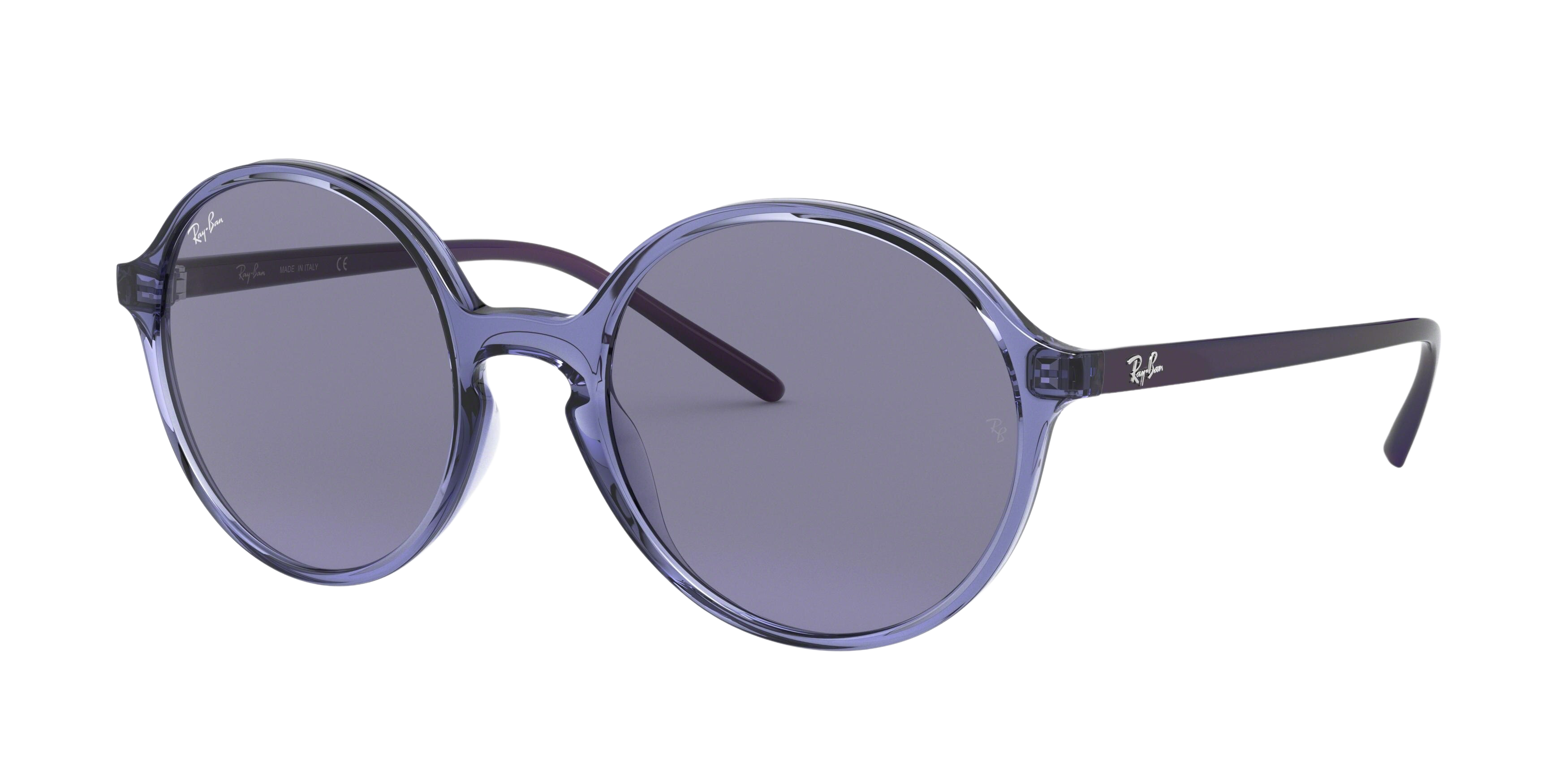Ray-Ban RB4304 round sunglasses in Transparent Violet