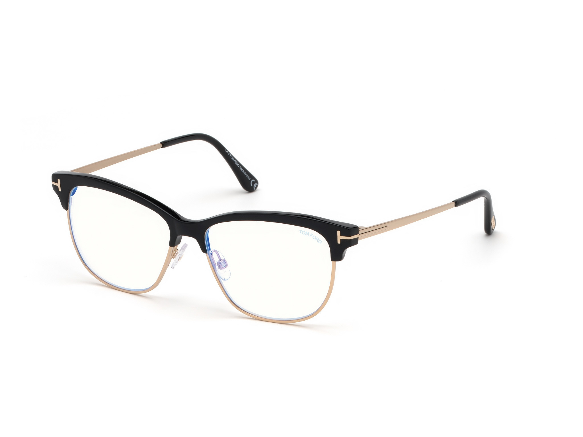 Tom Ford FT5546-B square eyeglasses in Shiny Black, Shiny Rose Gold