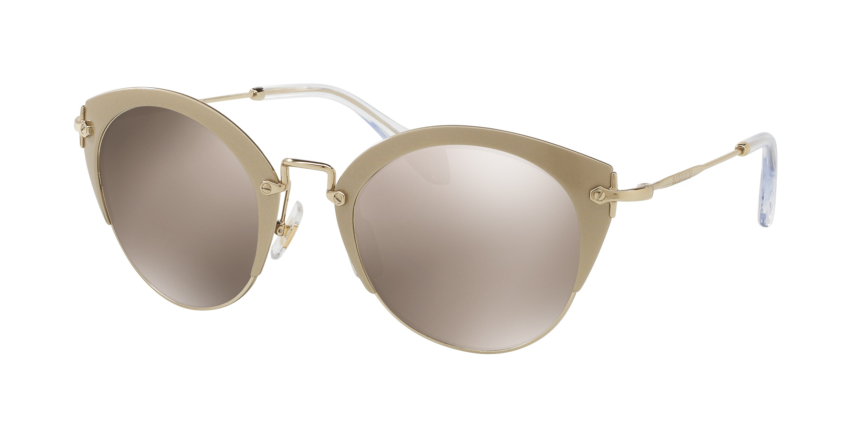 Miu Miu MU 53RS round sunglasses in Sand Pale Gold