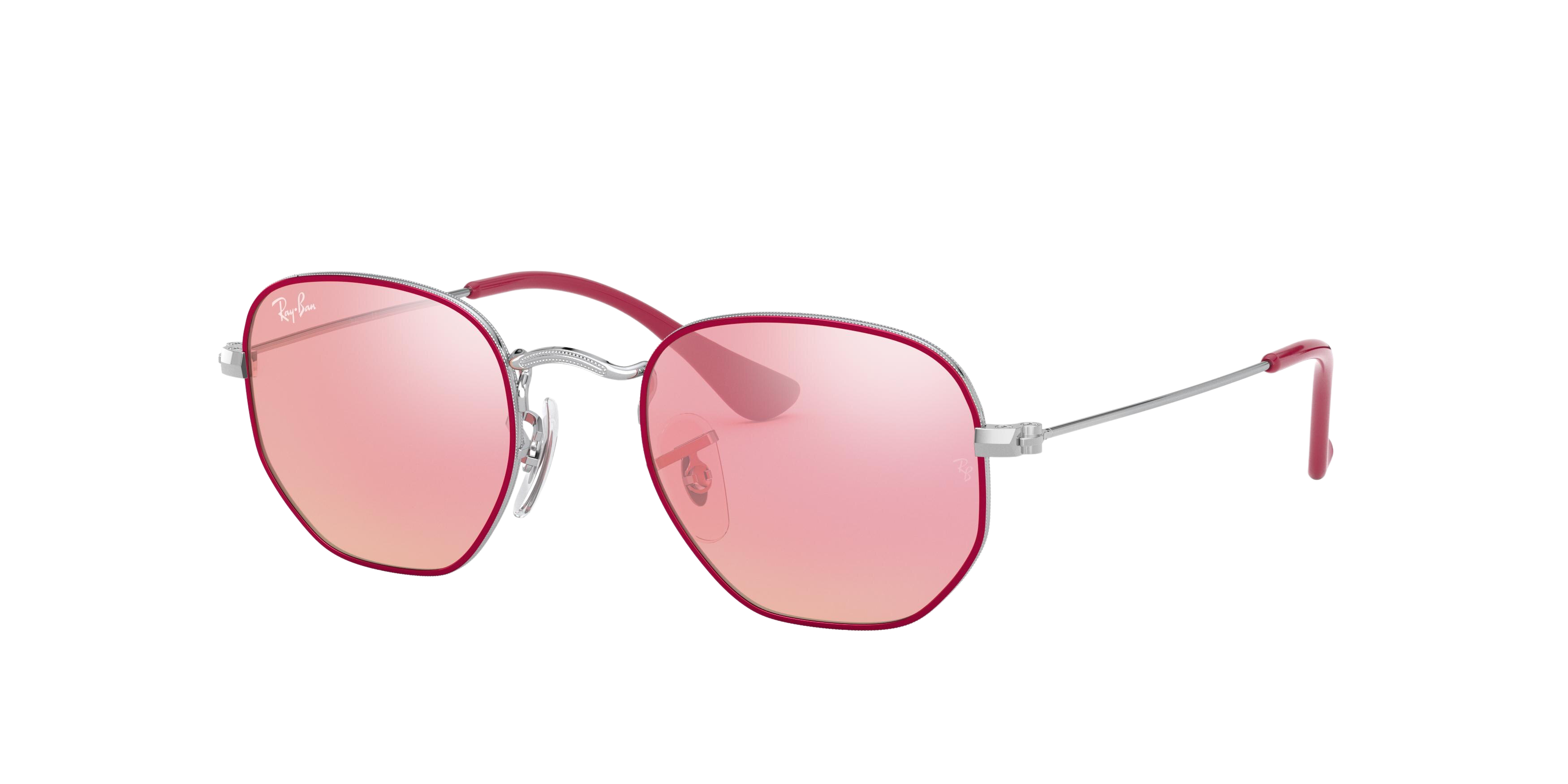 Ray-Ban RJ9541SN square sunglasses in Silver Top Fuxia