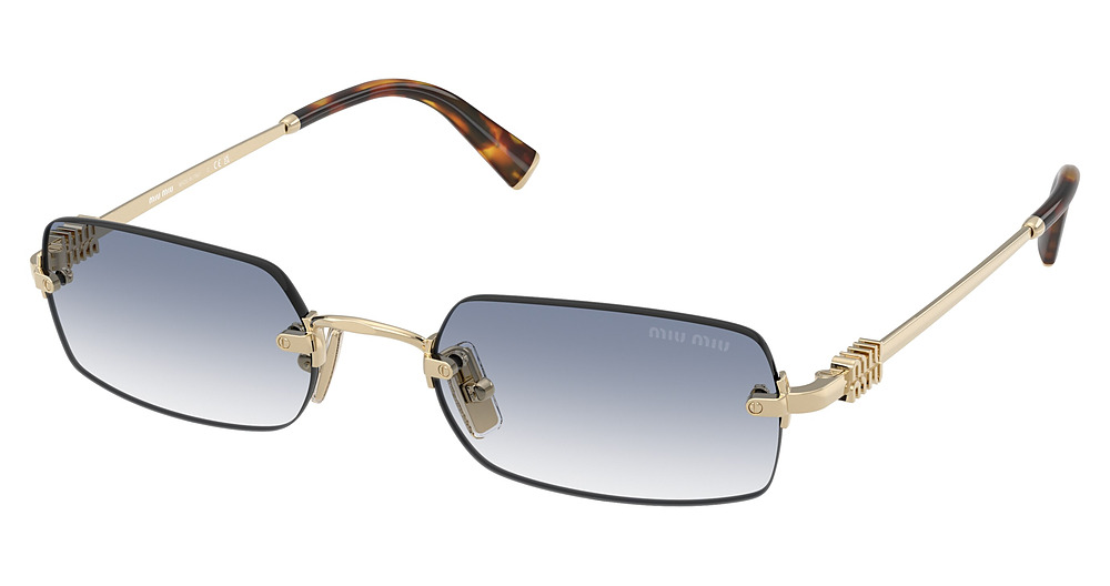 Miu Miu MU B50S rectangle sunglasses in Pale Gold/Clear Gradient Light Blue
