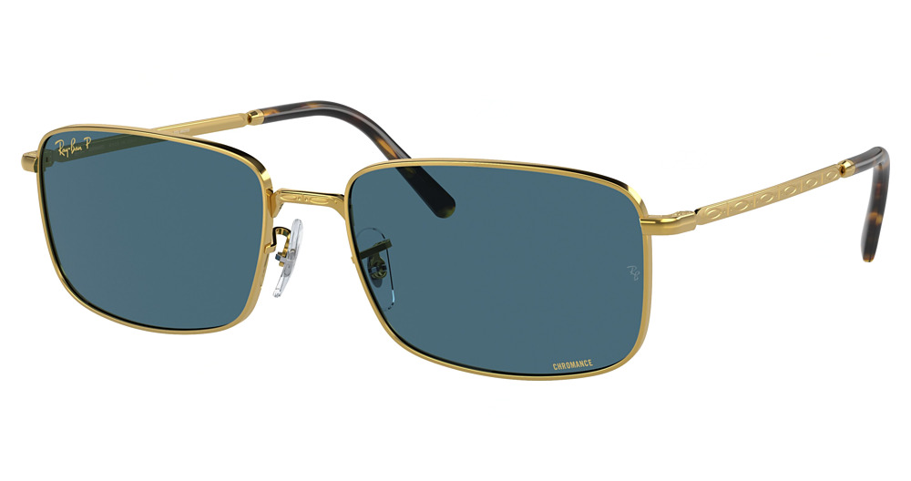 Ray-Ban RB3717 square sunglasses in Legend Gold/Polarized Blue