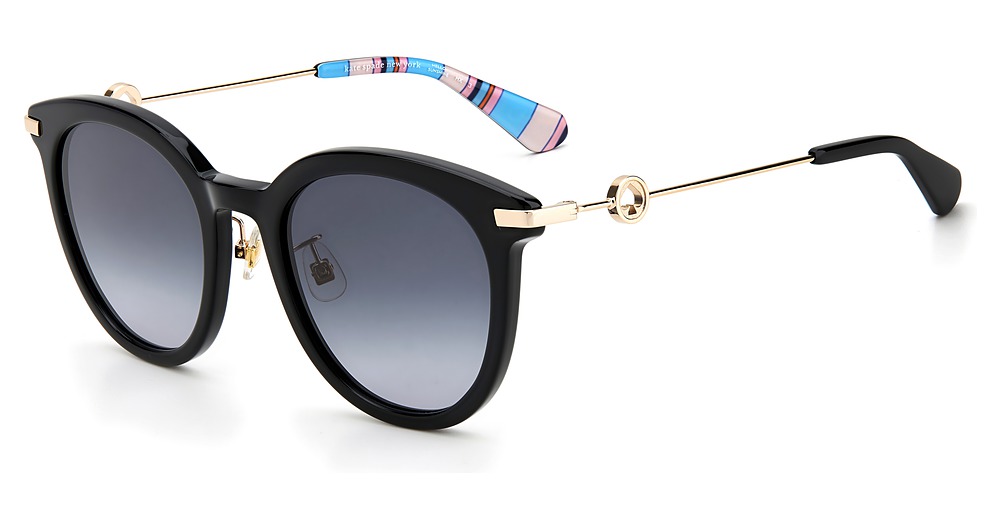 Kate Spade KEESEY/G/S round sunglasses in Black/Dark Grey Shaded