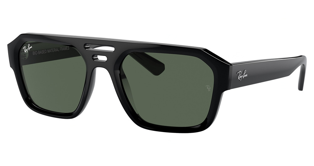 Ray-Ban RB4397 CORRIGAN aviator sunglasses in Black/Dark Green