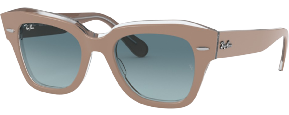 BEIGE ON TRANSPARENT / BLUE GRADIENT GREY