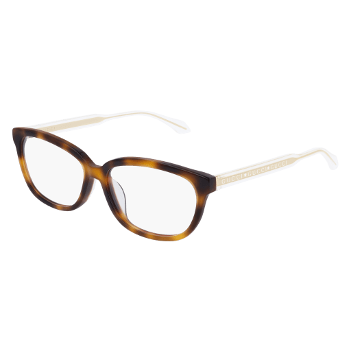 Gucci GG0568OA round eyeglasses in Havana Crystal Transparent