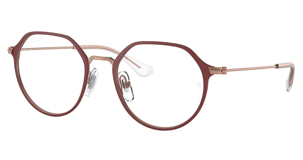 Ray-Ban RY1058 round eyeglasses in Matte Bordeaux on Rose G