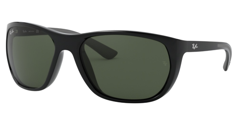 Ray-Ban RB4307 square sunglasses in Black/Dark Green