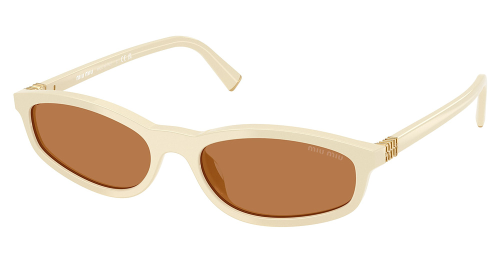 Miu Miu MU A06S round sunglasses in Milk/Brown