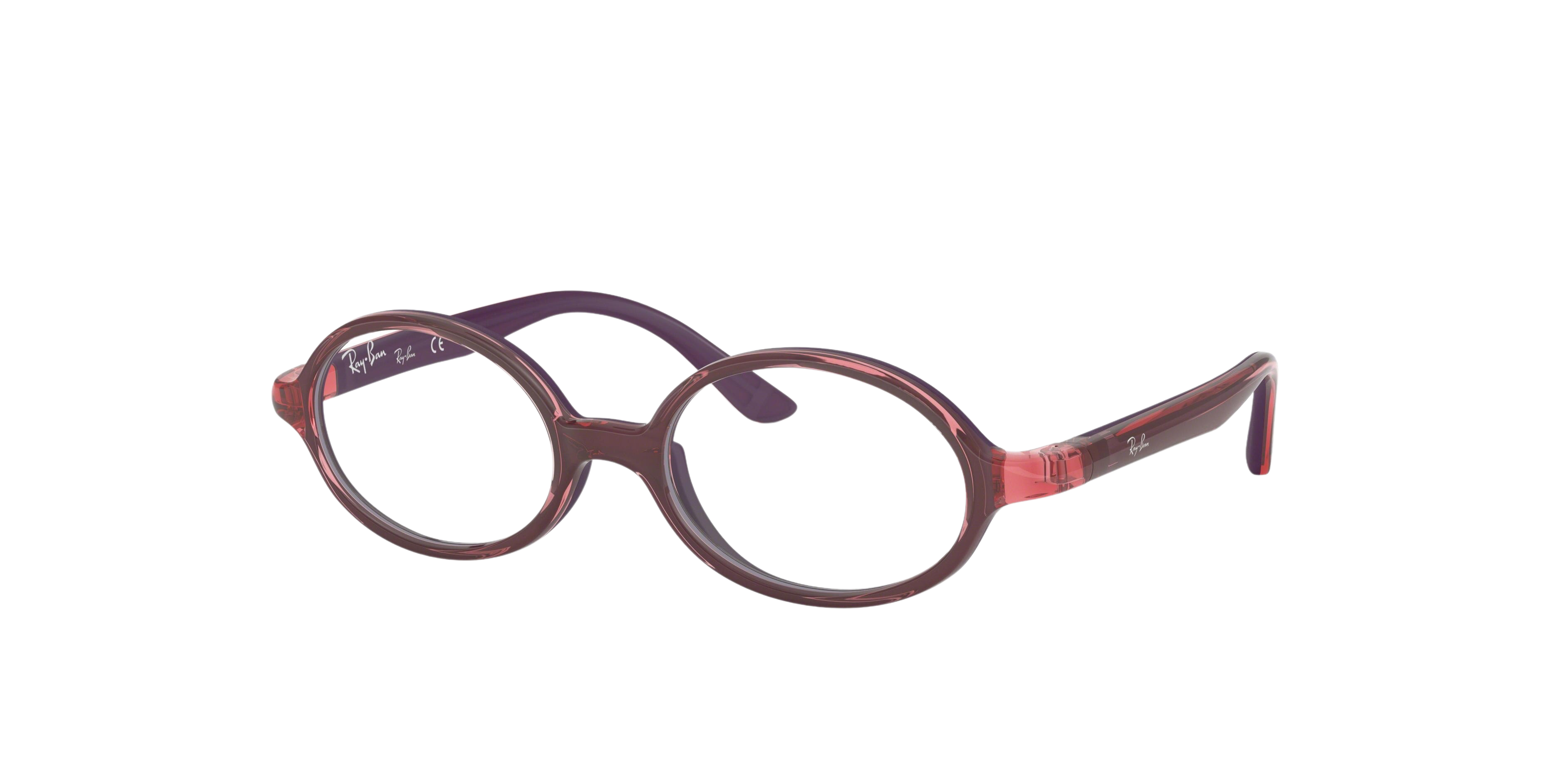 Ray-Ban RY1545 round eyeglasses in Light Red on Rubber Tras Viol