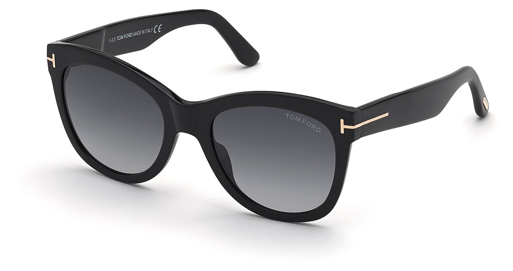 Tom Ford FT0870-F cateye sunglasses in Shiny Black/Gradient Smoke