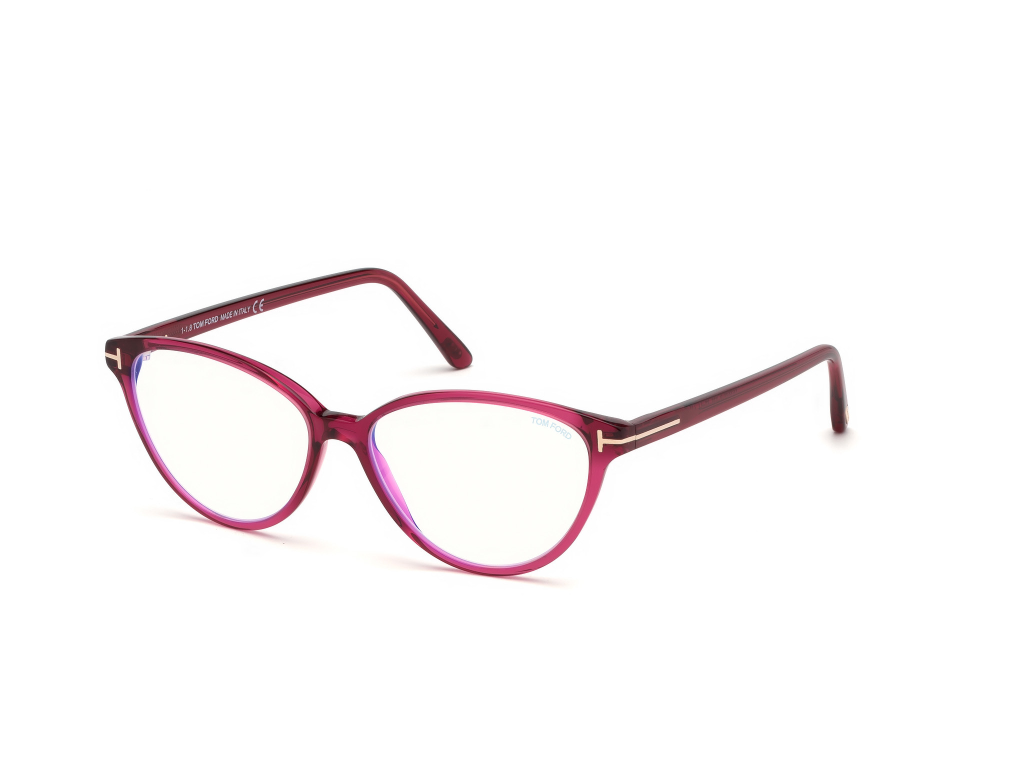 Tom Ford FT5545-B cateye eyeglasses in Shiny Transp. Fuchsia, Shiny Rose