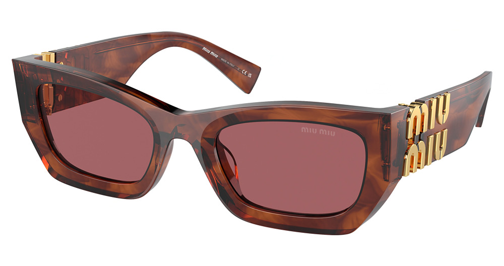 Miu Miu MU 09WS cateye sunglasses in Striped Tobacco/Dark Violet