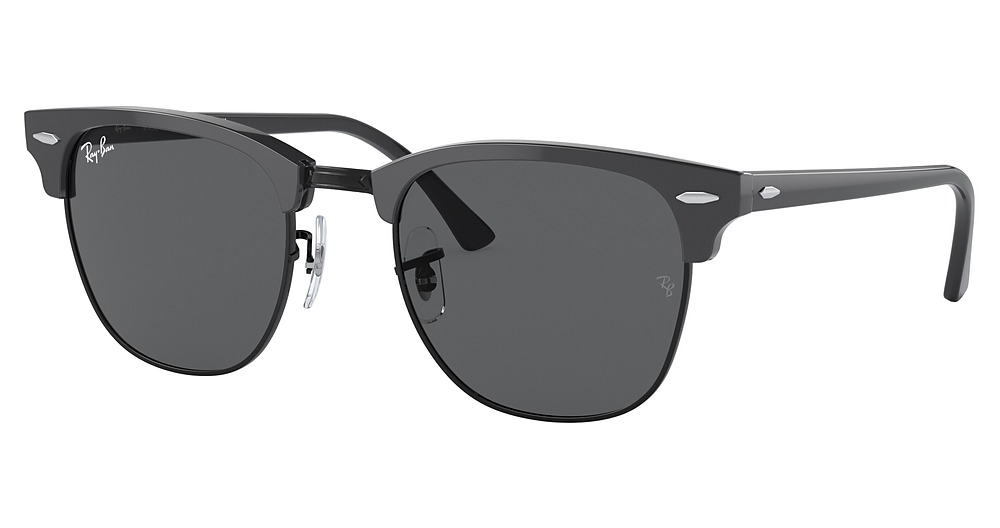 Ray-Ban RB3016F CLUBMASTER round sunglasses in Grey on Black/Dark Grey