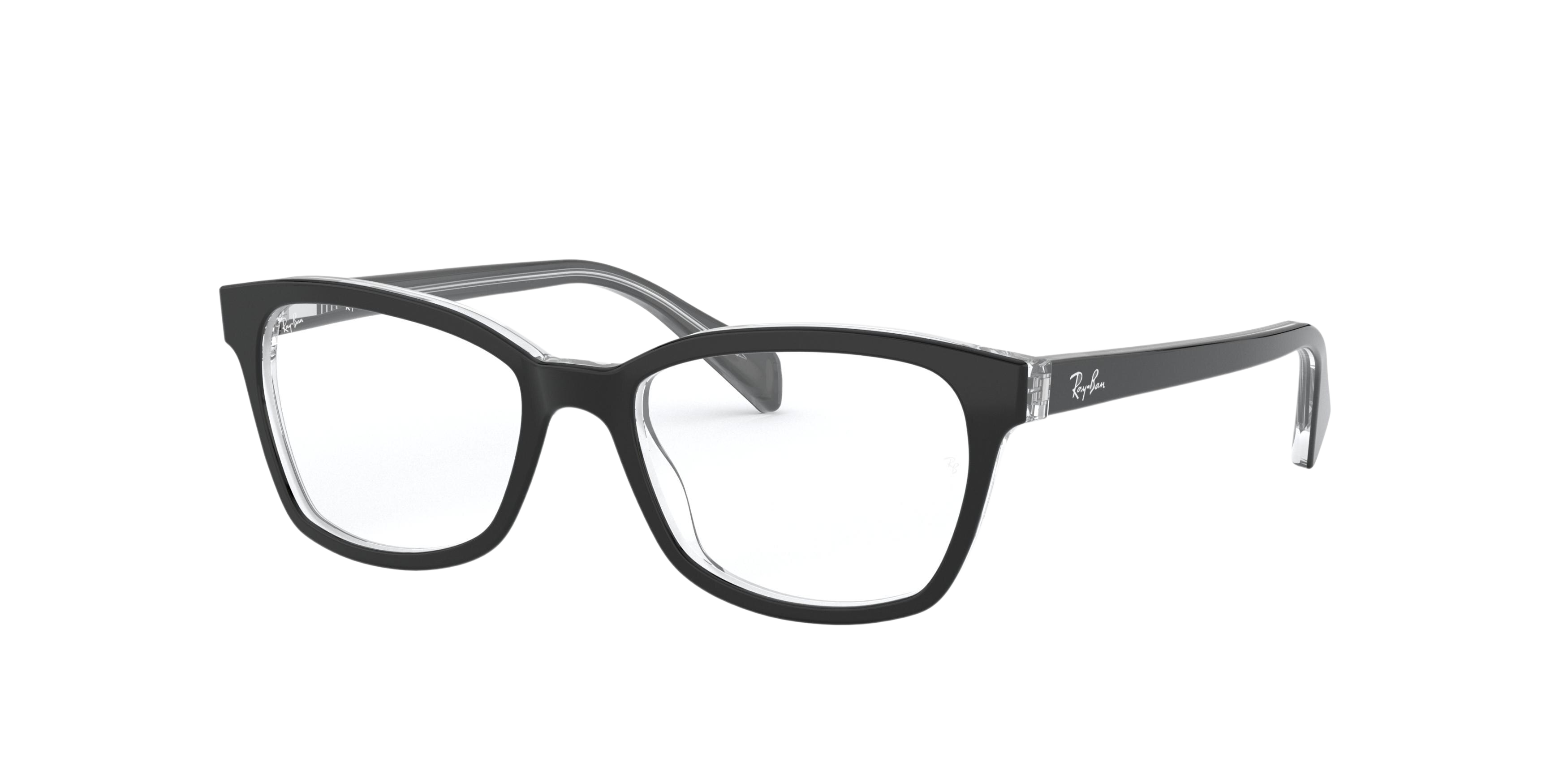 Ray-Ban RY1591 square eyeglasses in Top Black on Transparent