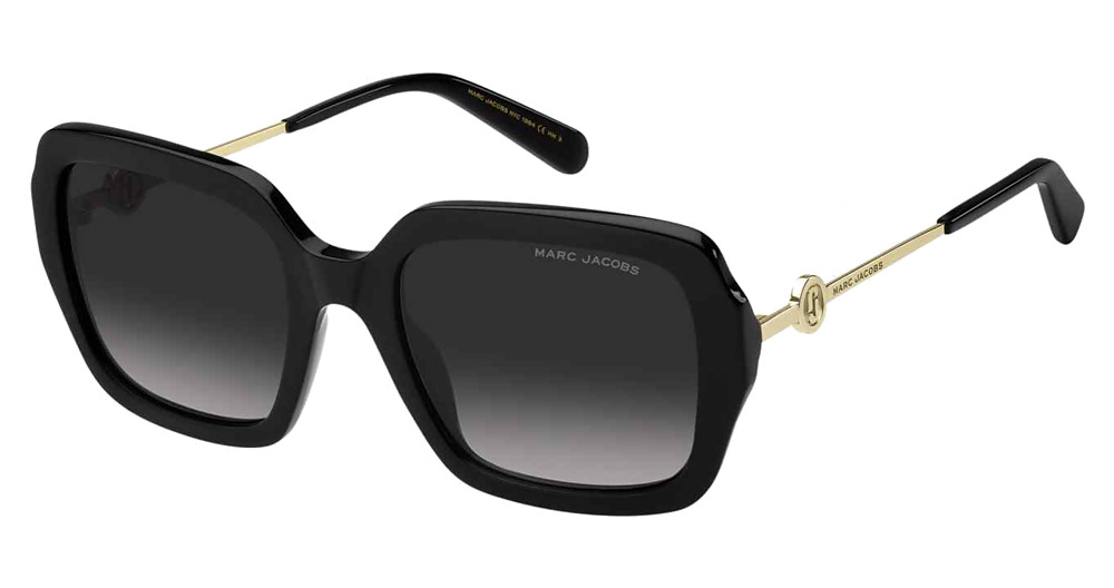 Marc Jacobs MARC 652/S square sunglasses in Black/Dark Grey Shaded
