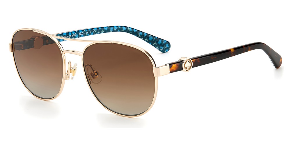 Kate Spade RAGLAN/G/S aviator sunglasses in Gold Havana/Brown Grad Polz