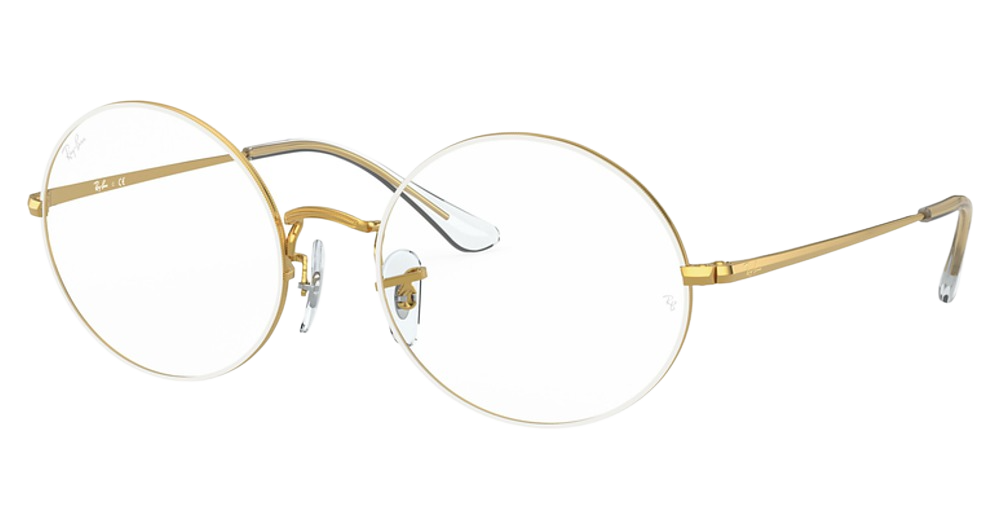 Ray-Ban RX1970V round eyeglasses in White on Legend Gold