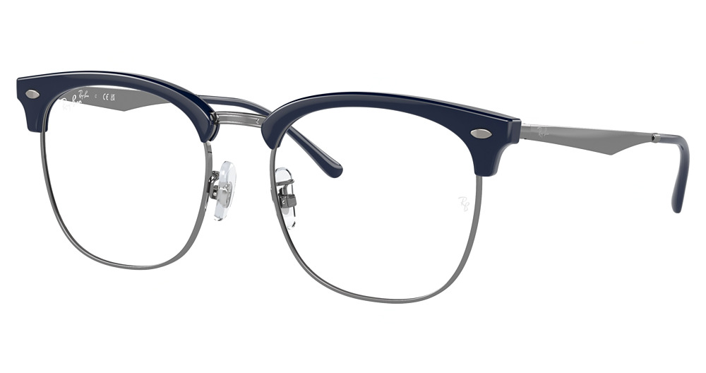 Ray-Ban RX7318D round eyeglasses in Blue on Gunmetal
