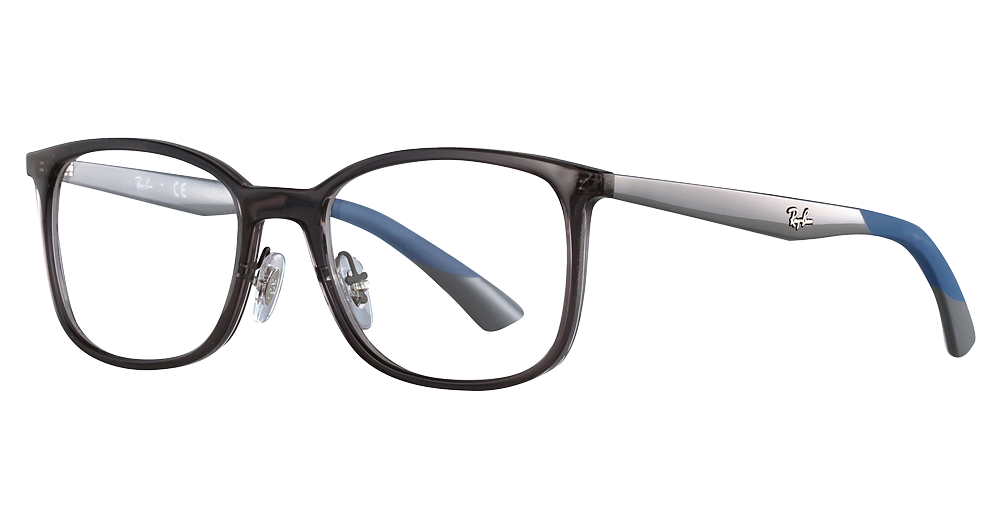 Ray-Ban RX7142 round eyeglasses in Trasparent Grey