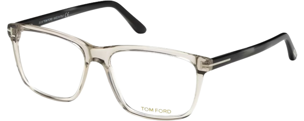 Transp. Grey W. Grey Striped Blue Horn Temples/ Blue Block Lenses