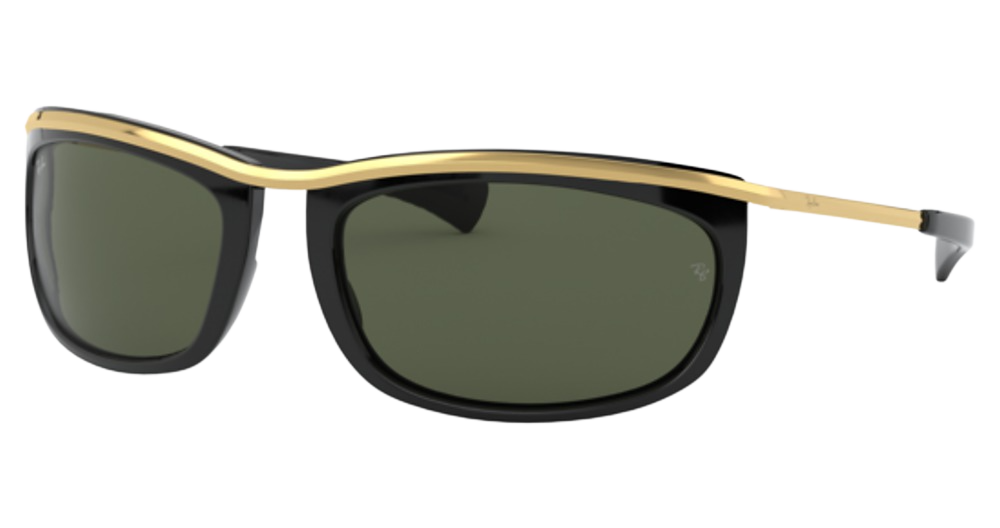 Ray-Ban RB2319 OLYMPIAN I round sunglasses in Black/G 15 Green