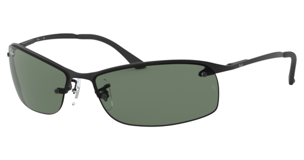 Ray-Ban RB3183 RB3183 rectangle sunglasses in Matte Black/Dark Green