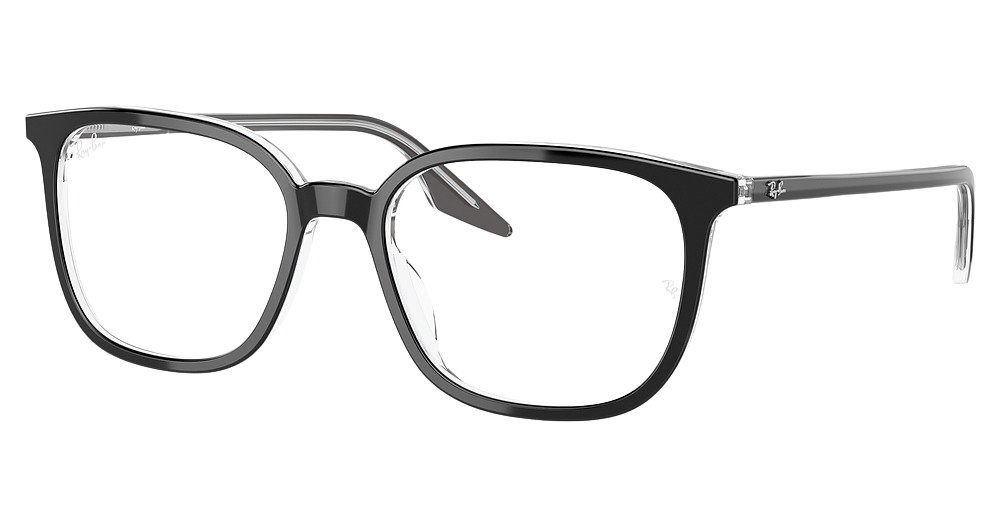 Ray-Ban RX5406F round eyeglasses in Black on Transparent