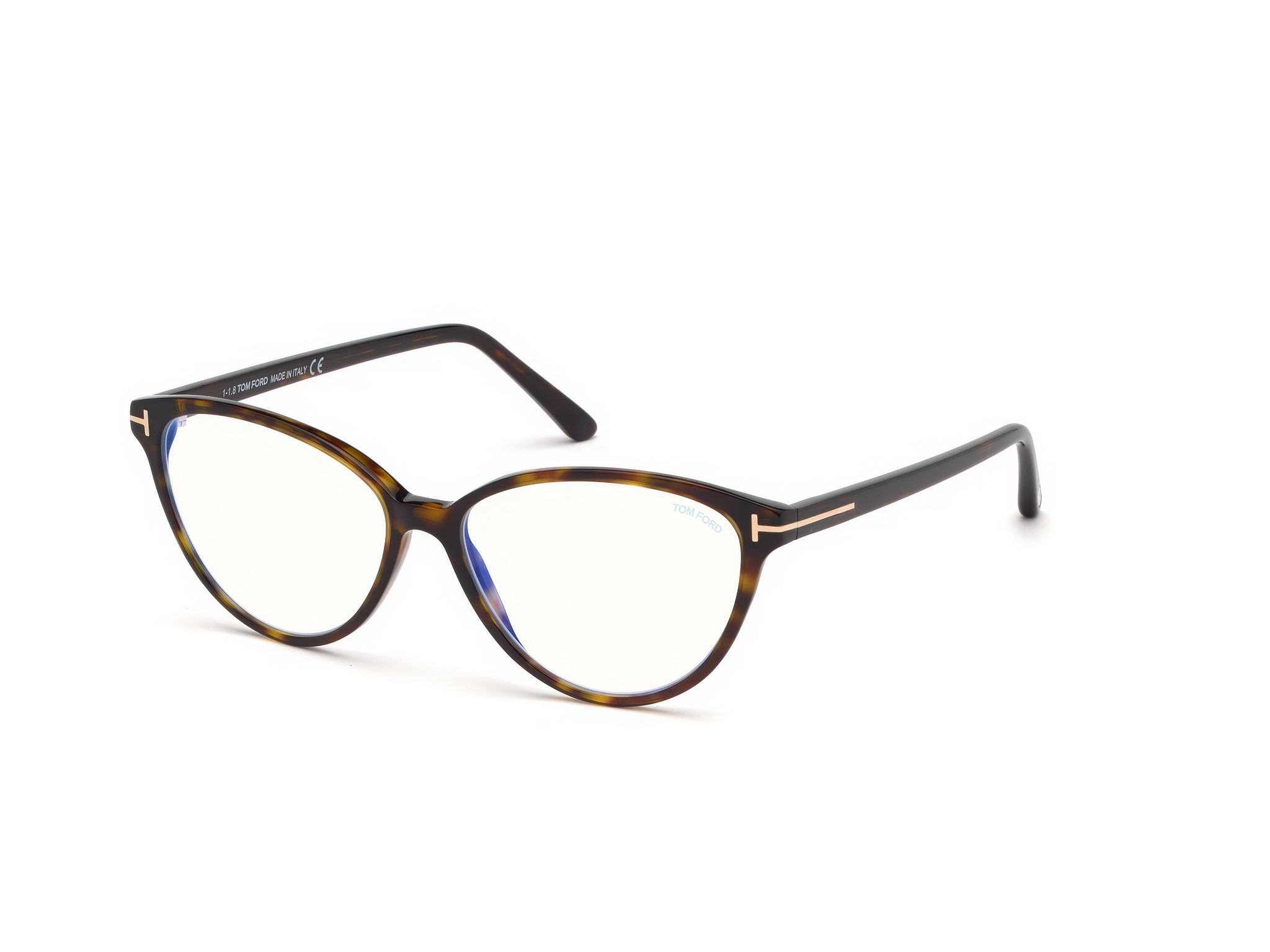 Tom Ford FT5545-B cateye eyeglasses in Shiny Dark Havana, Shiny Rose Gold