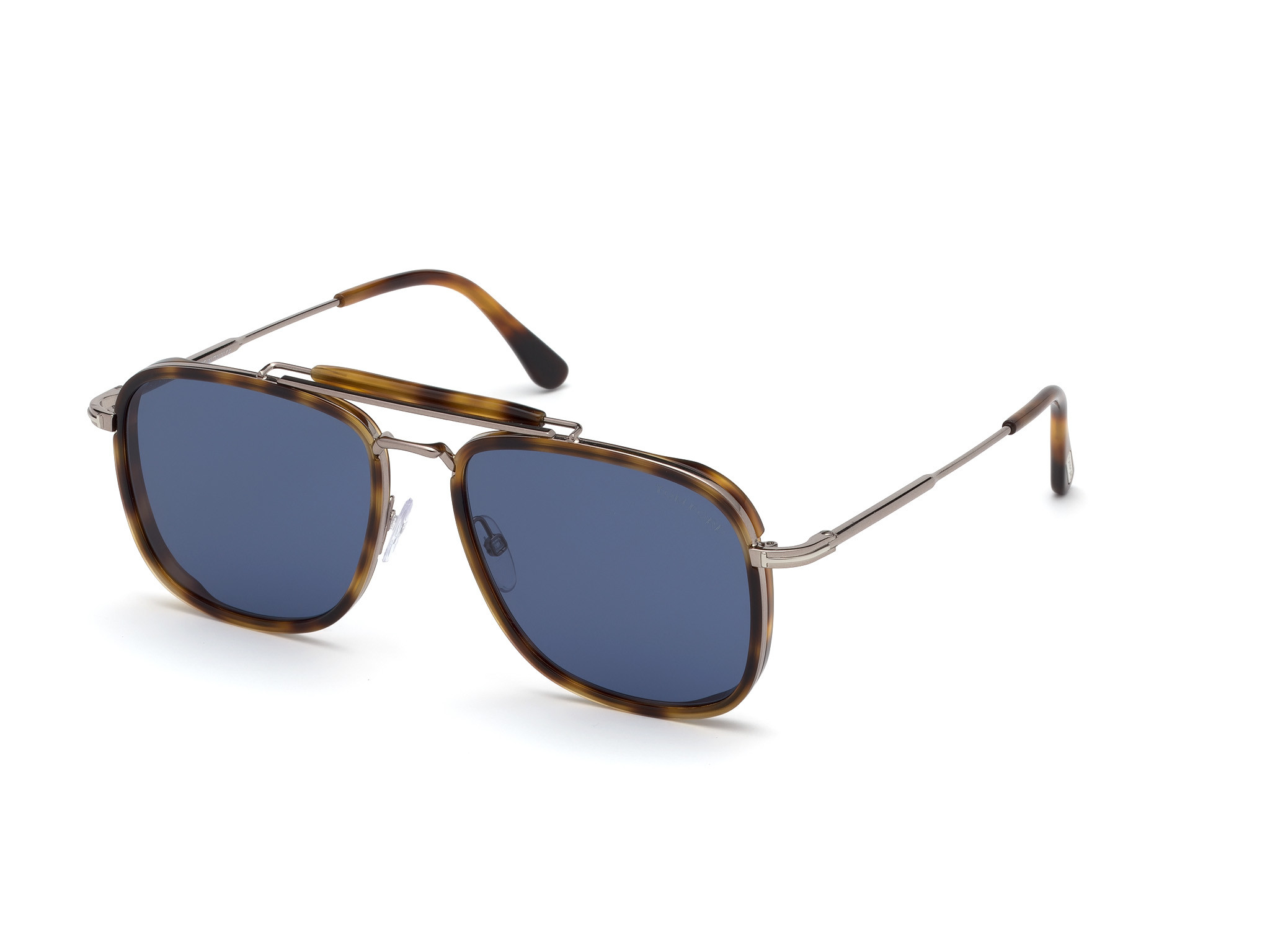 Tom Ford FT0665 Huck square sunglasses in Shiny Blonde Havana Acetate Rims,