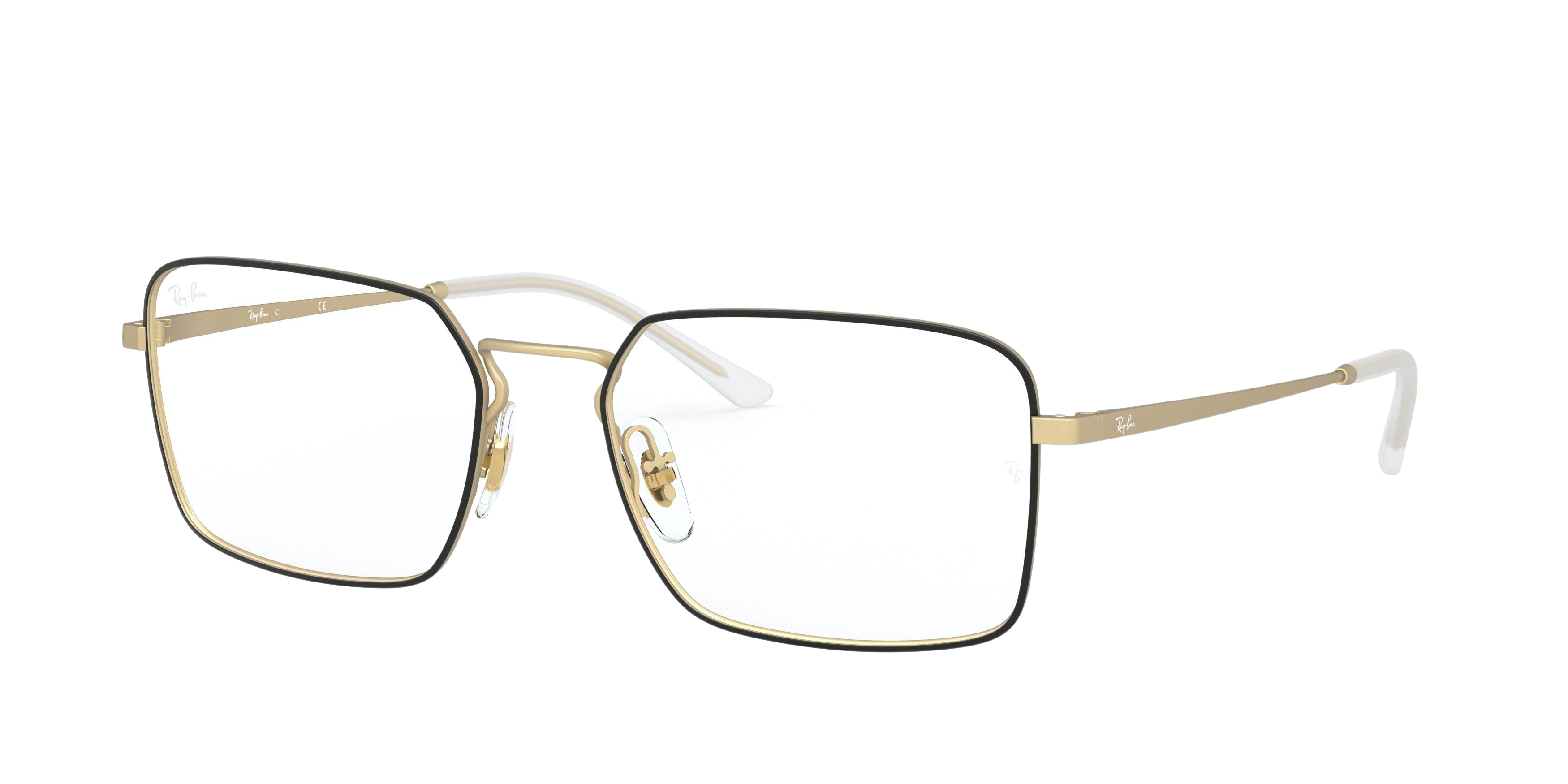 Ray-Ban RX6440 square eyeglasses in Matt Black on Rubber Gold
