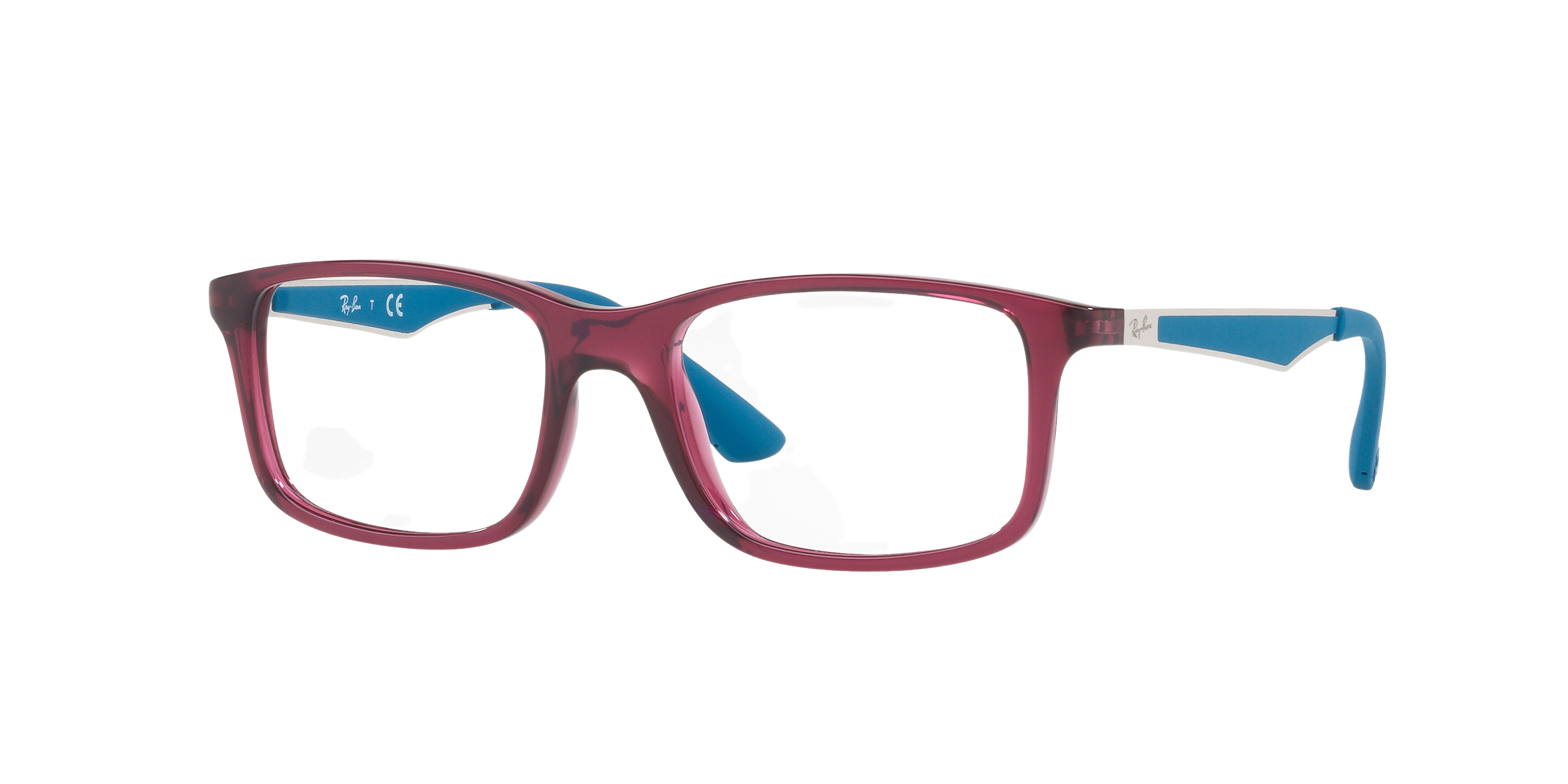 Ray-Ban RY1570 square eyeglasses in Transparent Fuxia