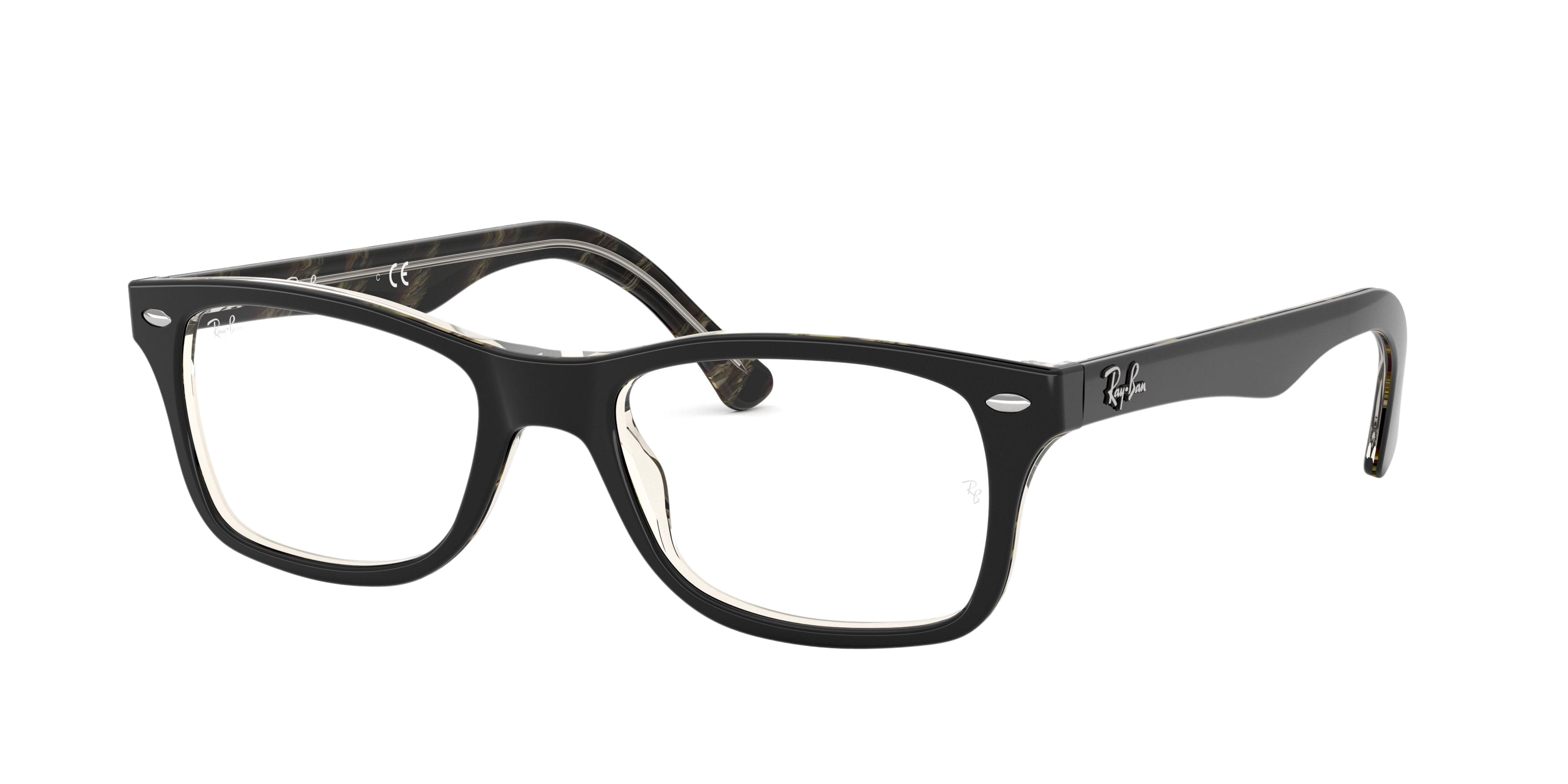 Ray-Ban RX5228F square eyeglasses in Top Black/Dark Brown/Yellow