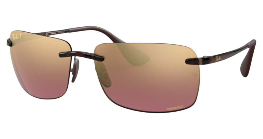 Ray-Ban RB4255 rectangle sunglasses in Brown/Purple Mirror Gold Gradient