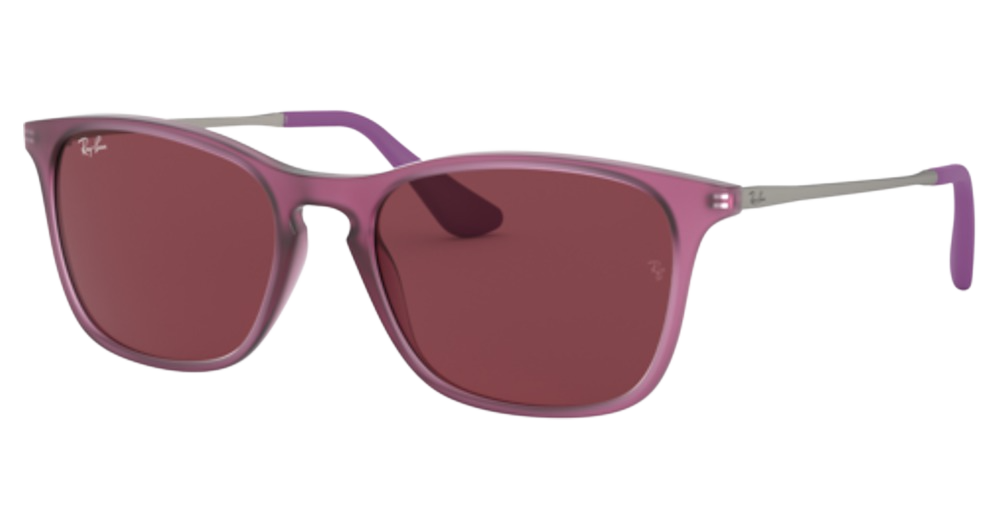 Ray-Ban RJ9061SF square sunglasses in Rubber Transparent Fuxia/Dark Violet