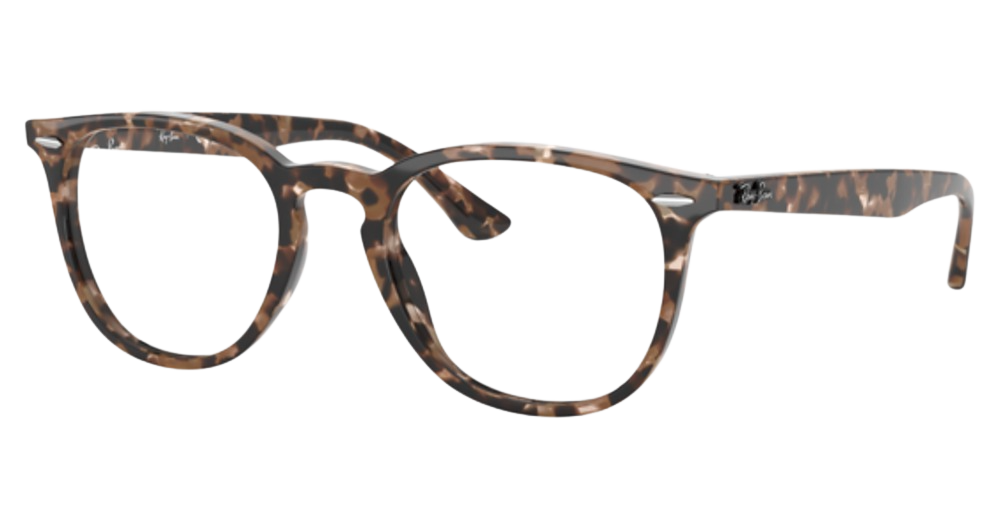 Ray-Ban RX7159 round eyeglasses in Brown Havana
