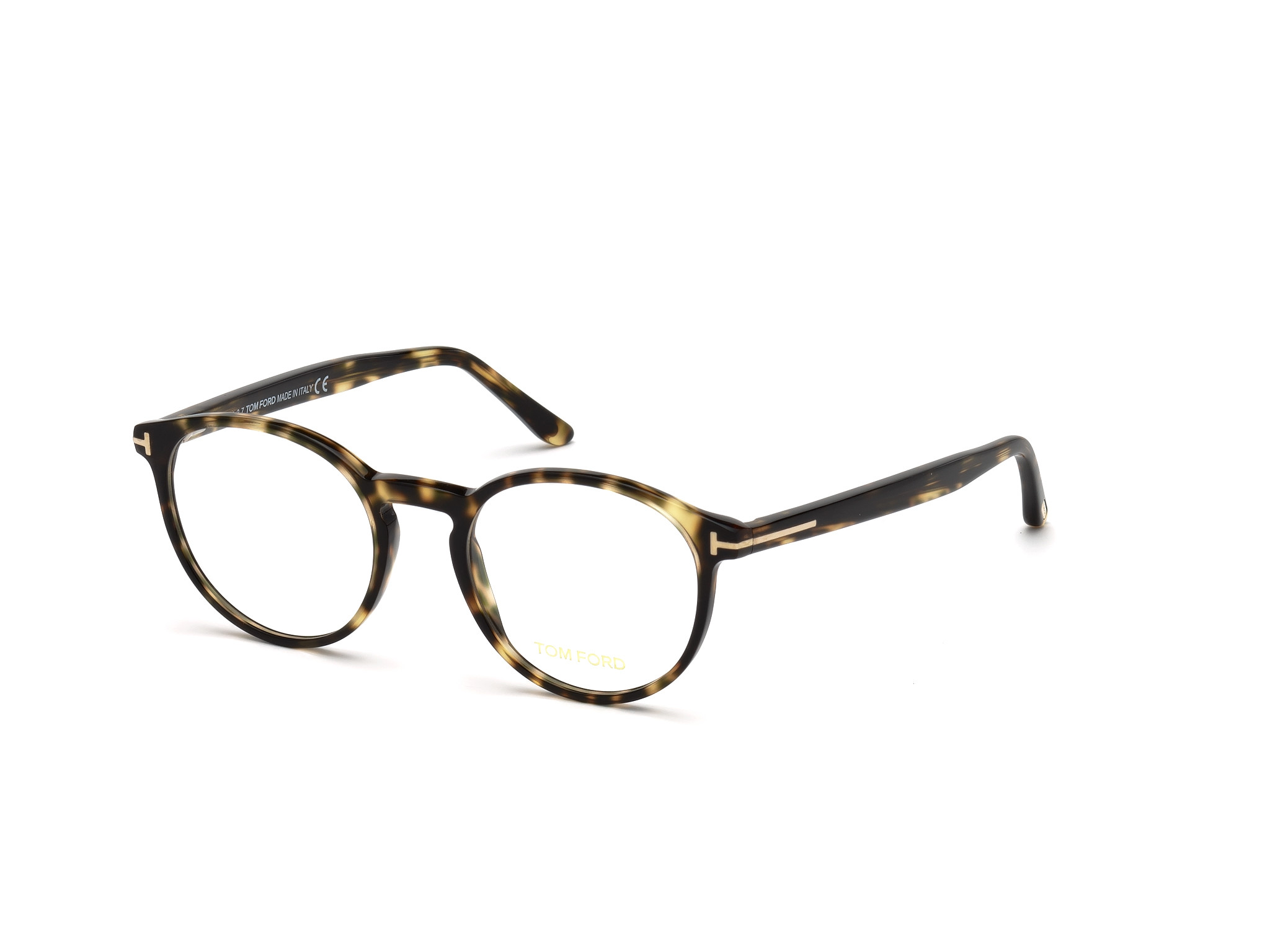 Tom Ford FT5524 round eyeglasses in Shiny Vintage Havana, Shiny Rose