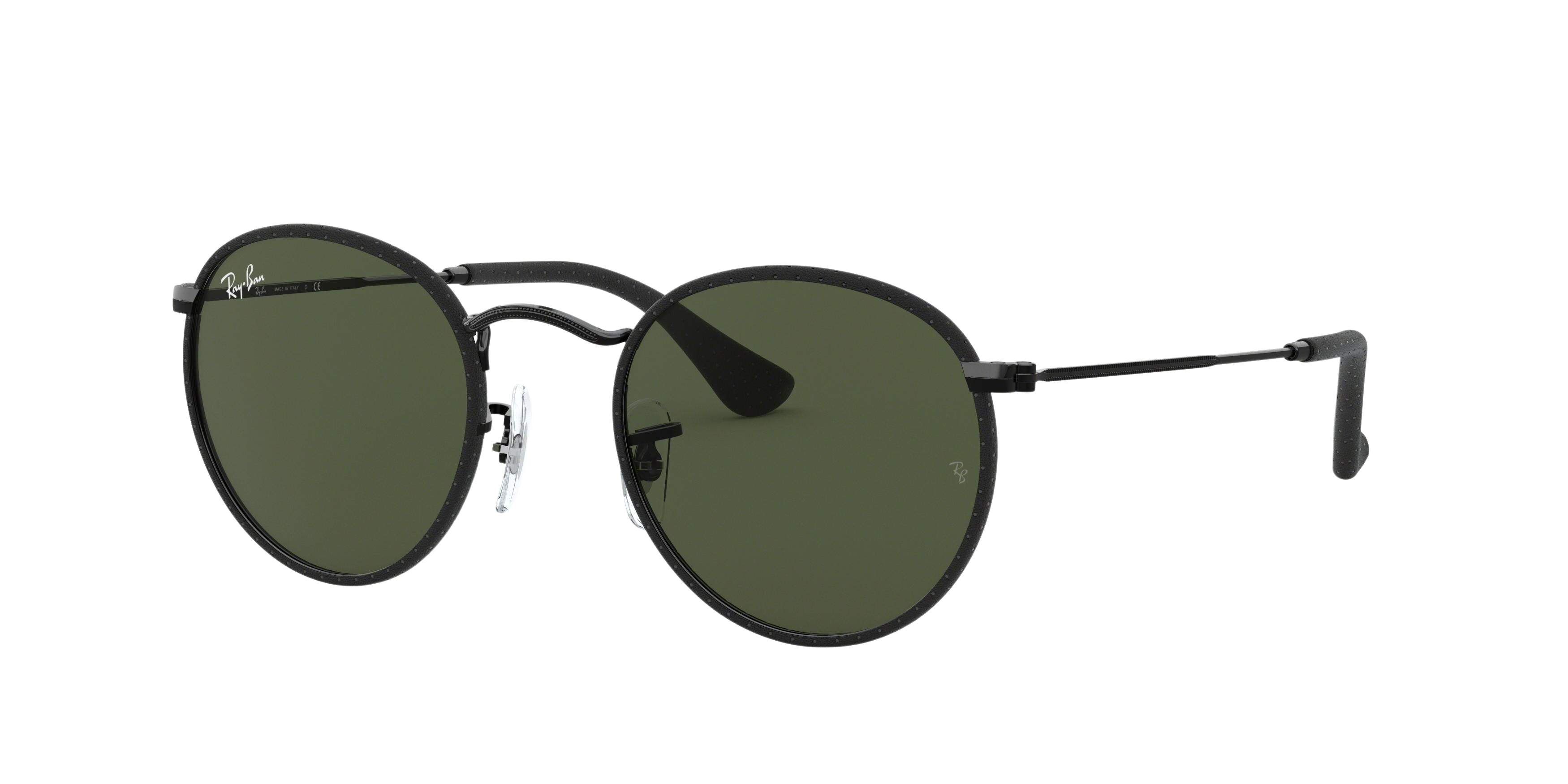 Ray-Ban RB3475Q round sunglasses in Leather Black