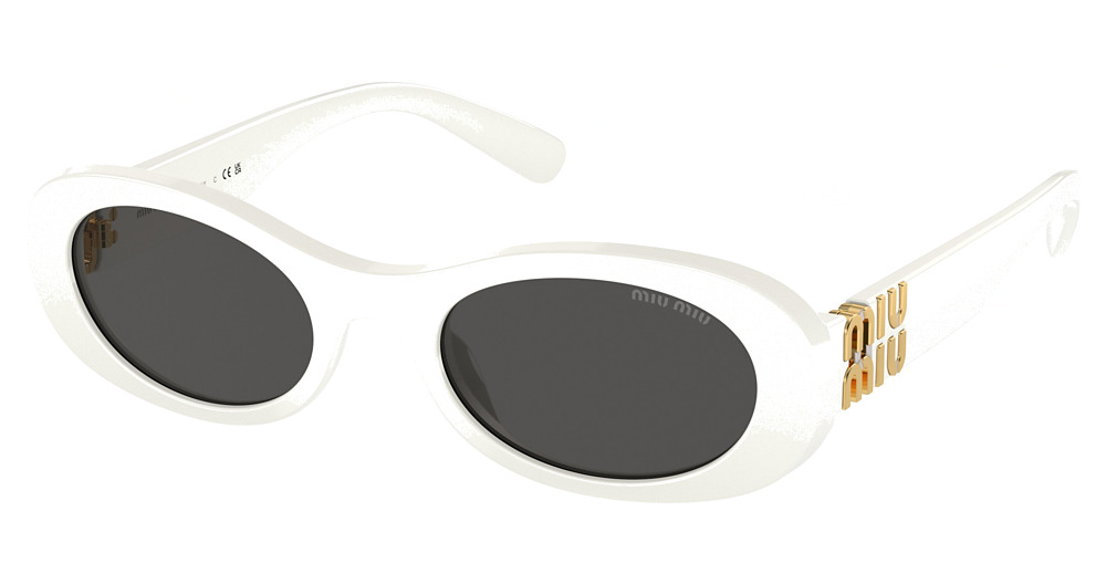 Miu Miu MU 06ZS round sunglasses in White Ivory/Dark Grey