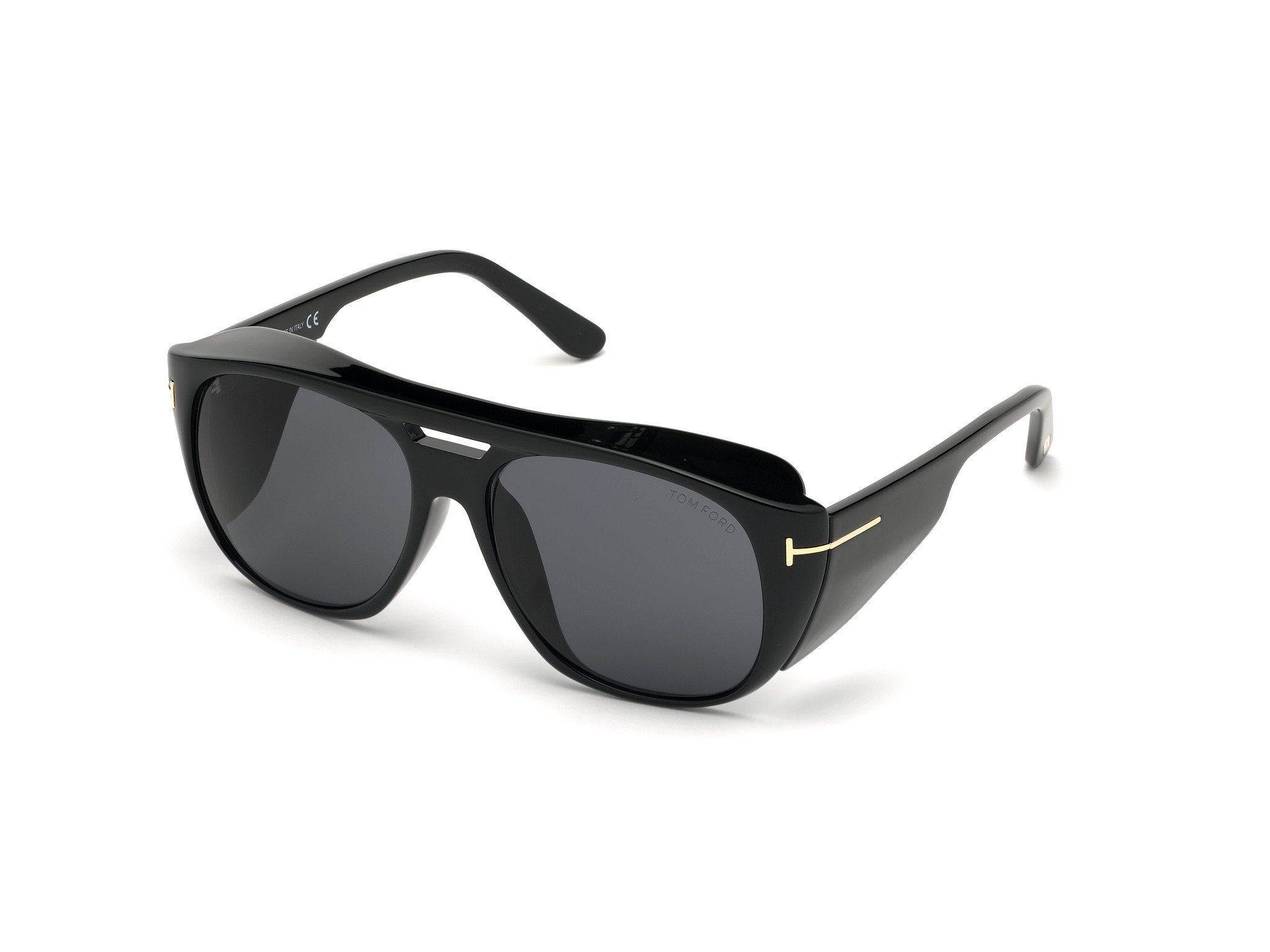 Tom Ford FT0799 Fender square sunglasses in Shiny Black/Smoke Lenses Fw19 Adv Style