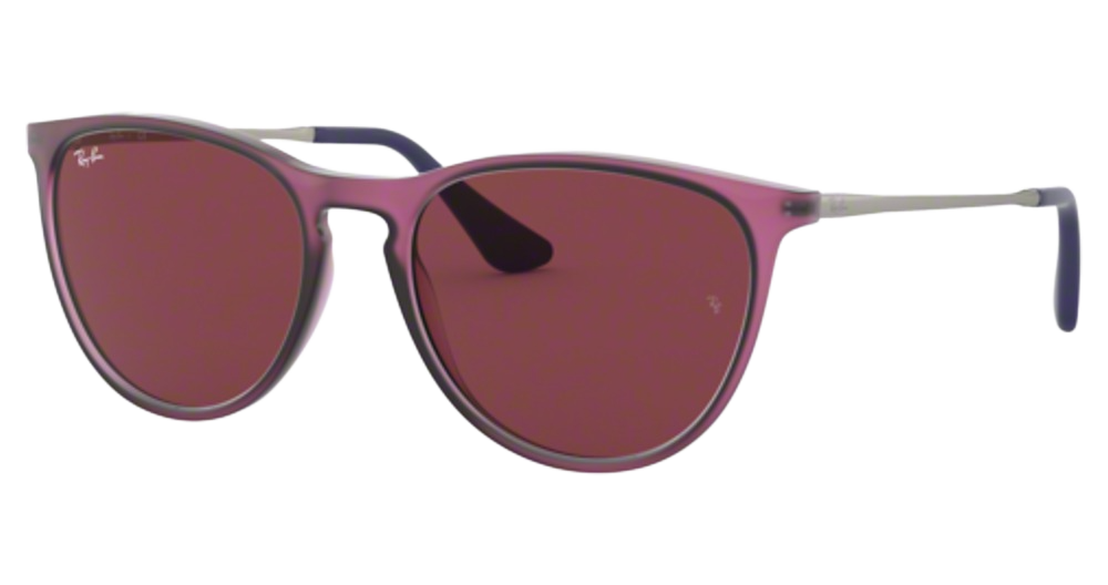 Ray-Ban RJ9060S JUNIOR ERIKA round sunglasses in Rubber Transparent Fuxia/Dark Violet